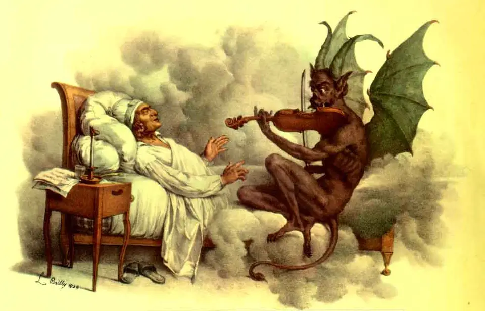 Representação do pesadelo de giuseppe tartini, o trilo do diabo, sonata do diabo