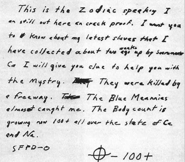 Equipe de investigação diz ter identificado a verdadeira identidade do assassino do zodíaco 4 Zodiac letter • mundo sombrio